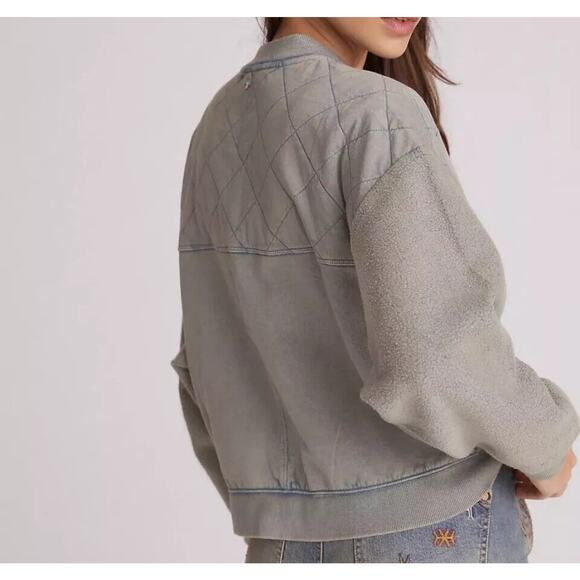 Pilcro And The Letterpress Anthropologie Quilted Bomber Jacket Top XS Grunge - Picture 4 of 14